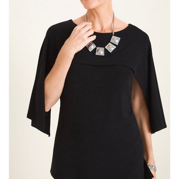 Chico's Tops - Chico’s NEW Travels Classic Capelet Tunic Top Plus Size 2X 12-14 Black Stretchy